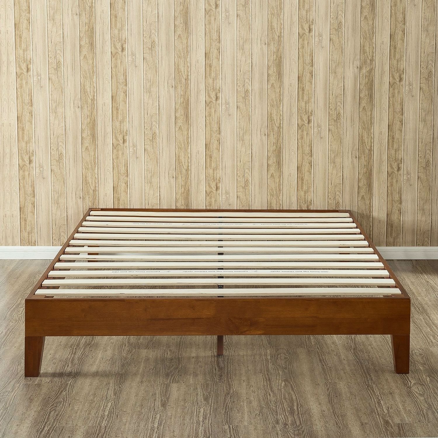 Full size Low Profile Platform Bed Frame in Cherry Wood Finish - Free Shipping