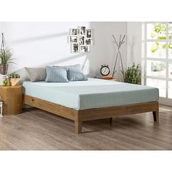 Full size Solid Wood Low Profile Platform Bed Frame in Pine Finish - Free Shipping