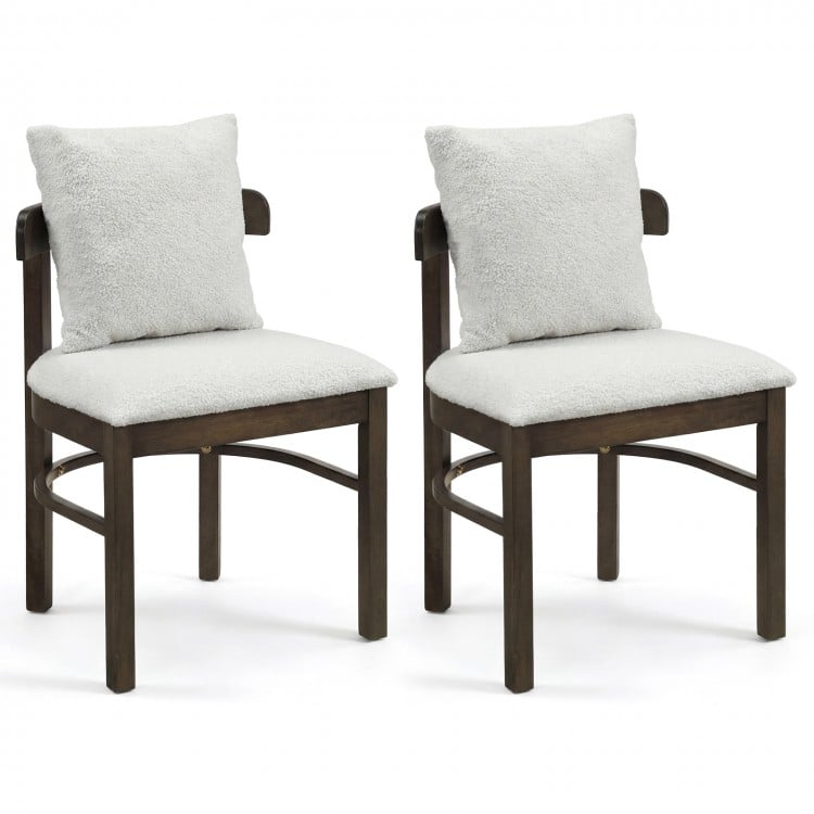Fabric Upholstered Wood Dining Chairs Set of 2 with Removable Pillow-Gray