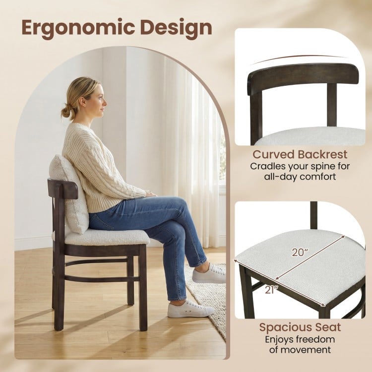 Fabric Upholstered Wood Dining Chairs Set of 2 with Removable Pillow-Gray