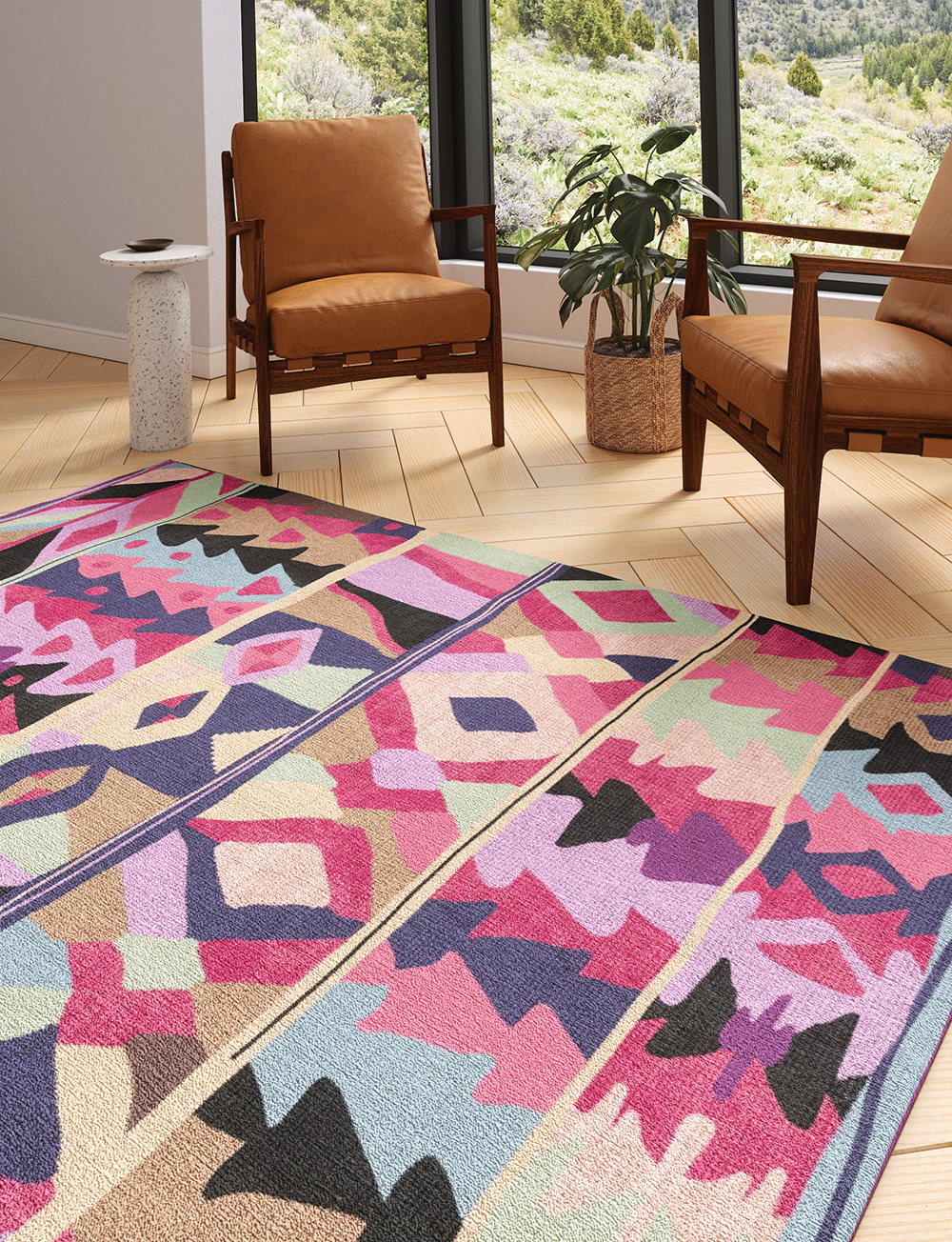 Fafela Pink Purple Multicolor Rug 