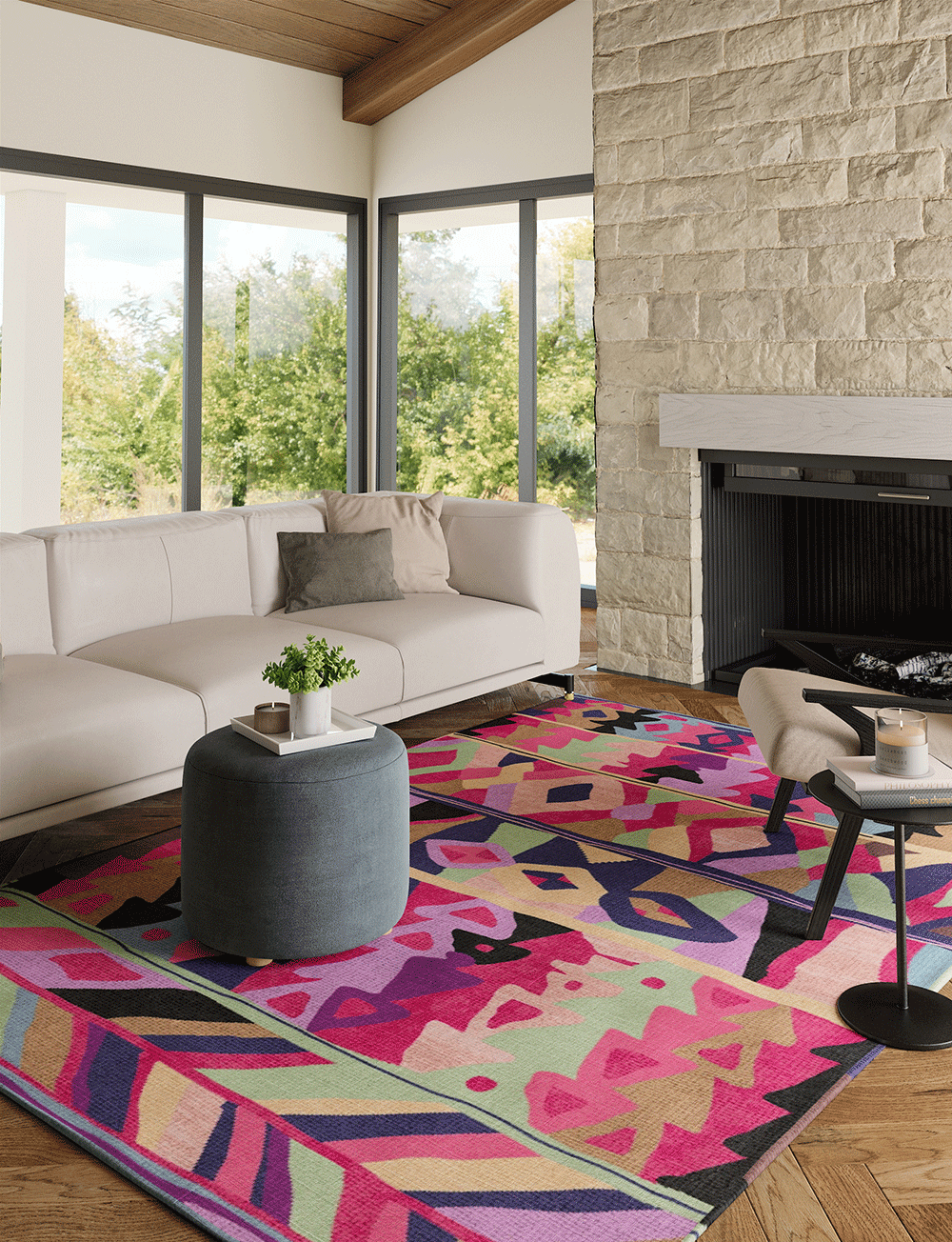Fafela Pink Purple Multicolor Rug 