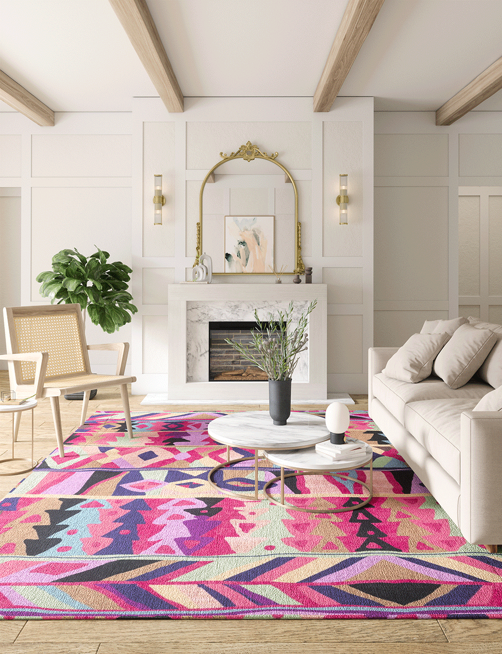 Fafela Pink Purple Multicolor Rug 