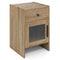 Farmhouse Sofa Side Table with Drawer and Cabinet-Antique Brush White