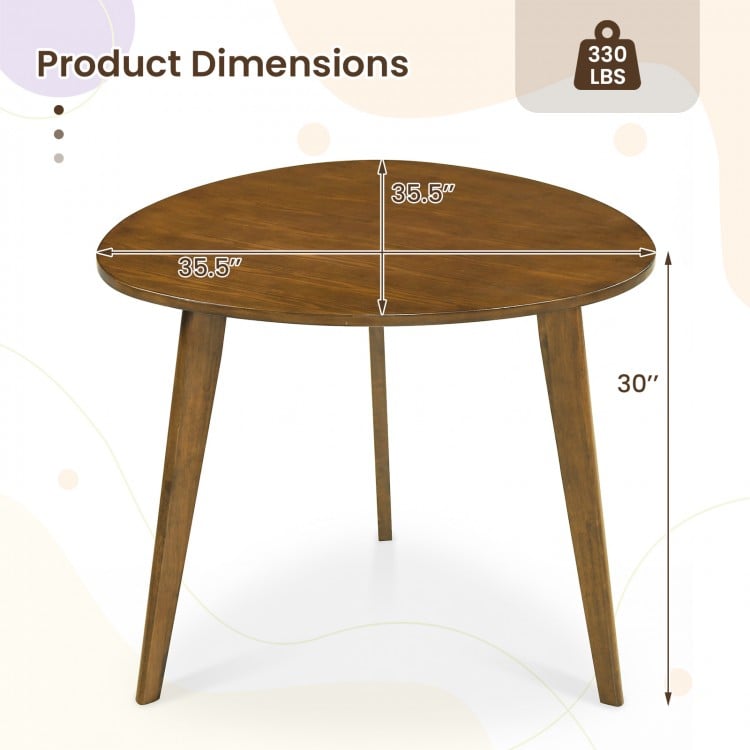 Farmhouse Wooden Round Dining Table for 4-Walnut