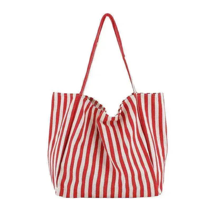 Fashion Shopper Handbags Women Striped Canvas Totes 