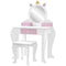 Qaba Unicorn Vanity Set: Stool, Mirror, Drawer, Storage Boxes for Kids, White