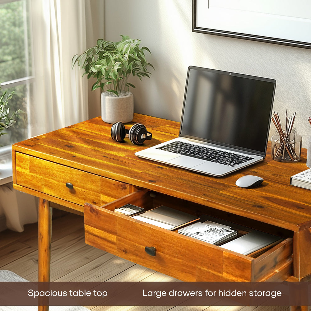 Lagom 48" Solid Wood Work Desk with Drawers 