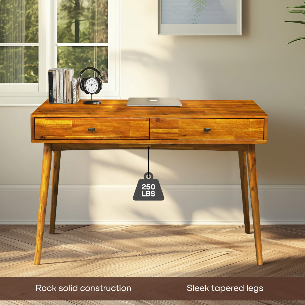 Lagom 48" Solid Wood Work Desk with Drawers 