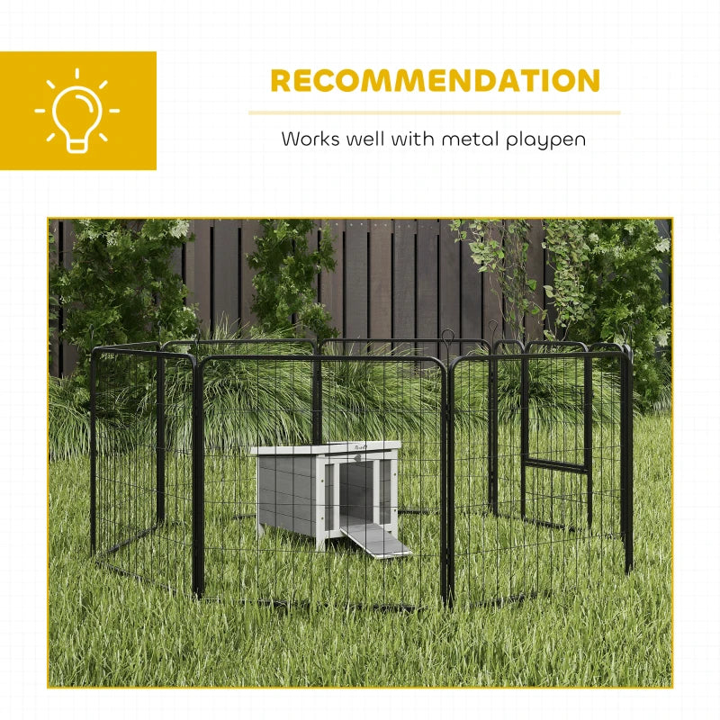Wooden Rabbit Hutch Bunny Cage Outdoor Cat House Guinea Pig Cage Duck Shelter, Indoor Outdoor Use, 20"x16.5"x17", Grey