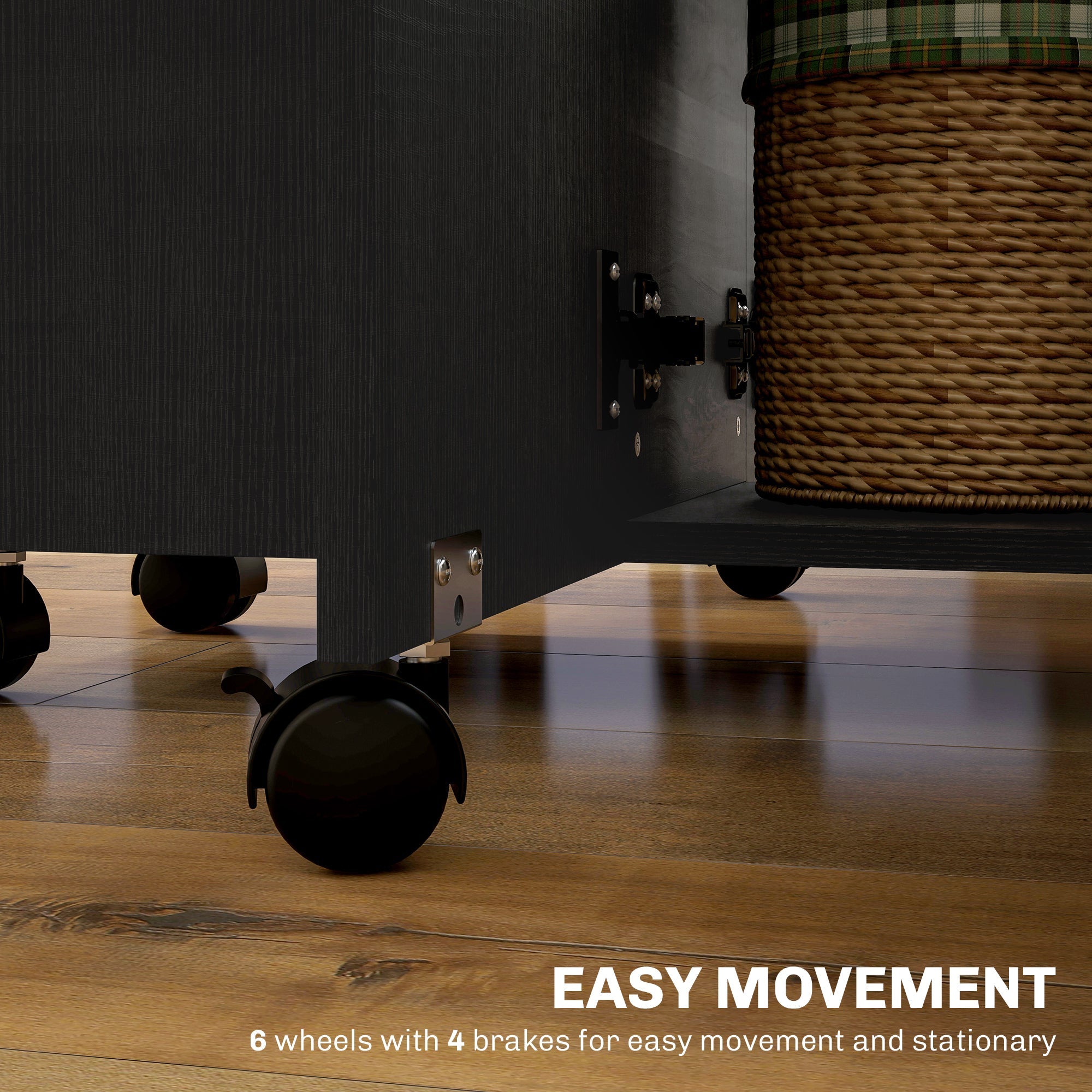 HOMCOM Drop Leaf Dining Table, Mobile Folding Table on Wheels with Drawers and Cabinet for Dining Room, Kitchen, Black 