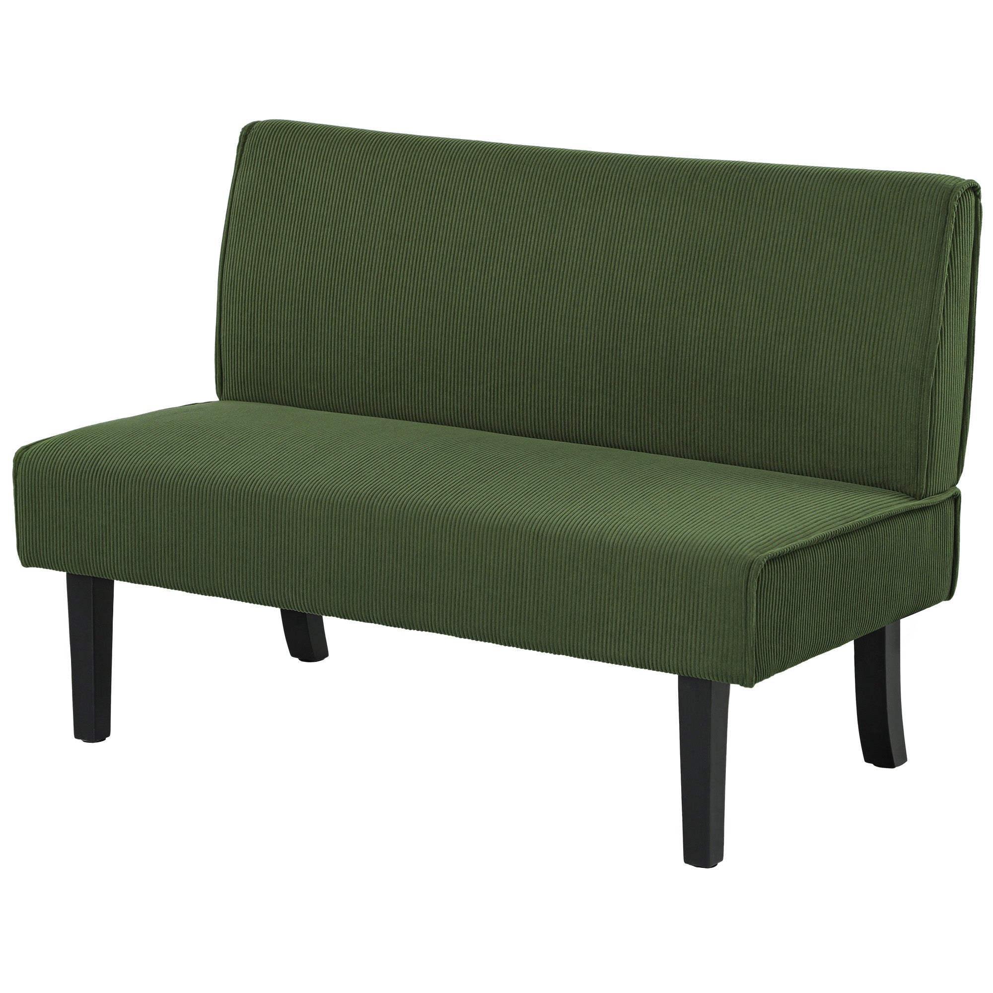 HOMCOM 46.5" Loveseat Couch with USB Ports, Corduroy Love Seat Sofa with Wood Legs for Living Room, Bedroom, Small Space, Green 