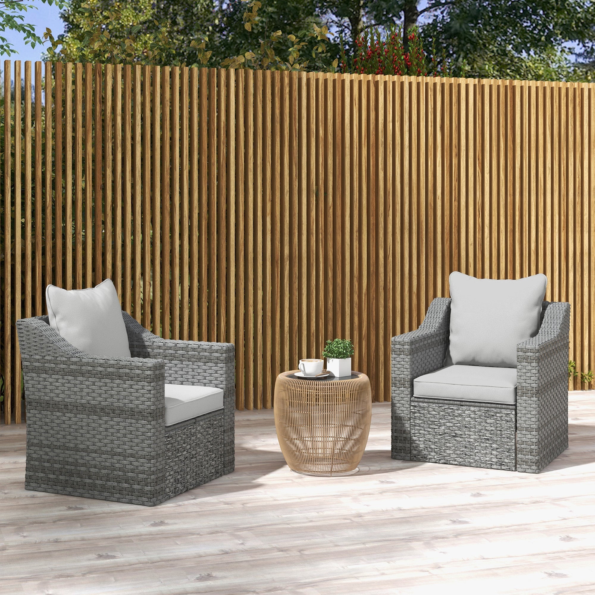 Outsunny Light Grey 4-Piece Patio Chair Cushions Set with Back Pillows for Indoor and Outdoor Seating 