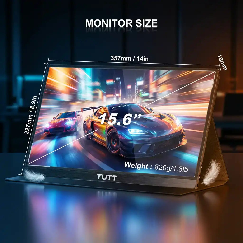 TUTT 15.6" 4K Gaming Portable Monitor | 8000 mAh Built-in Battery & AMD FreeSync™ Technology | Leather Case B15