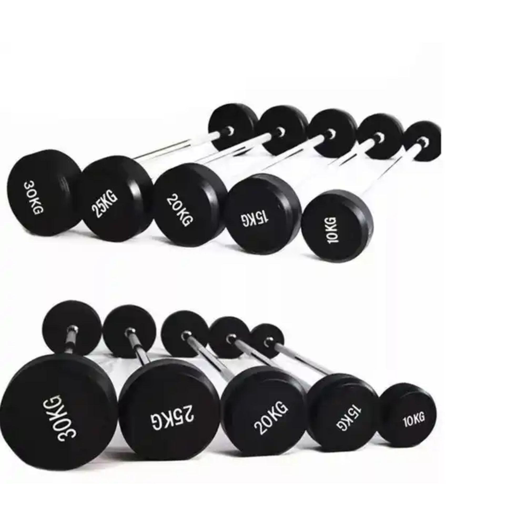 Straight and EZ Curl Fixed Weight Barbell Sets - 20 to 100 LB 