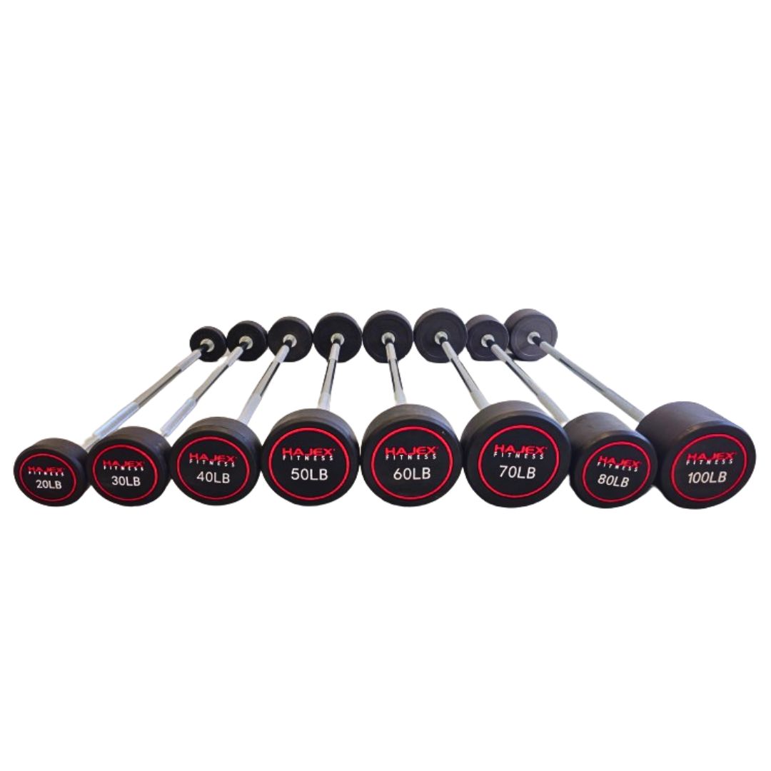 Straight and EZ Curl Fixed Weight Barbell Sets - 20 to 100 LB 