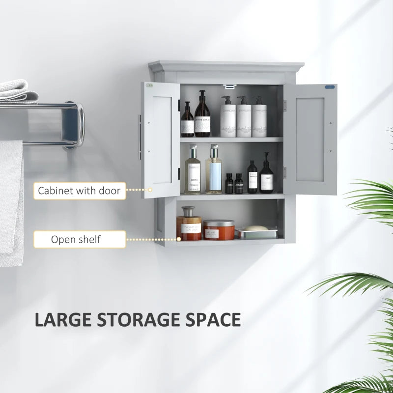 Bathroom Wall Cabinet, Medicine Cabinet, Toilet Storage Cabinet with Shelf for Living Room and Entryway, Grey