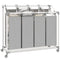 Laundry Hamper with Wheels, 160L Laundry Basket with 4 Removable Bags for Bedroom, Bathroom, Grey