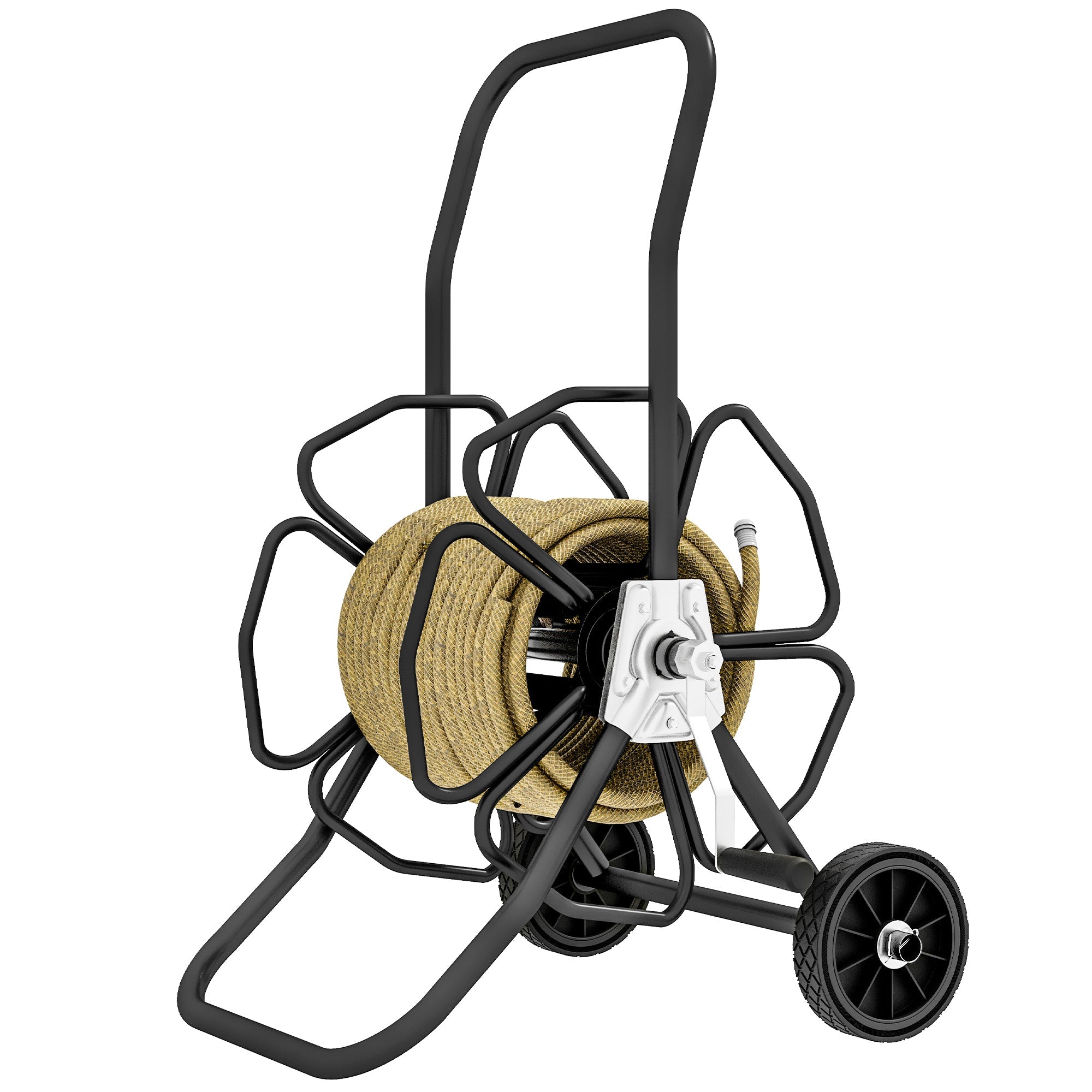 Outsunny 98 ft of 5/8" Hose Reel Cart (Hose Not Included), Garden Water Hose Carts with Wheels for Yard, Lawn, Black 