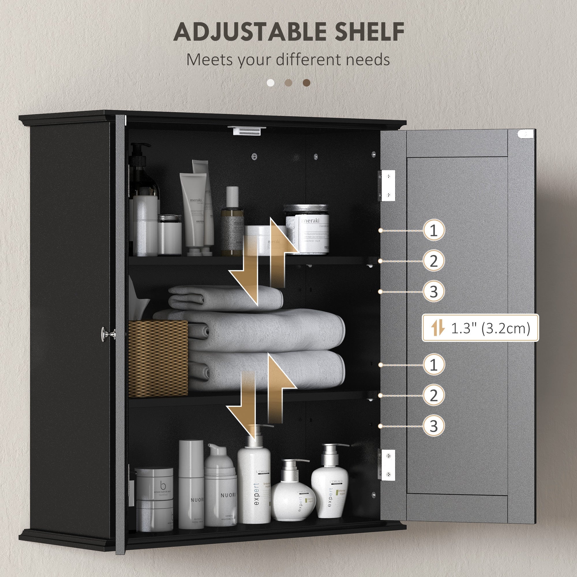 HOMCOM Wall Mount Over Toilet Bathroom Medicine Cabinet with Adjustable Shelves 2 Door Storage 