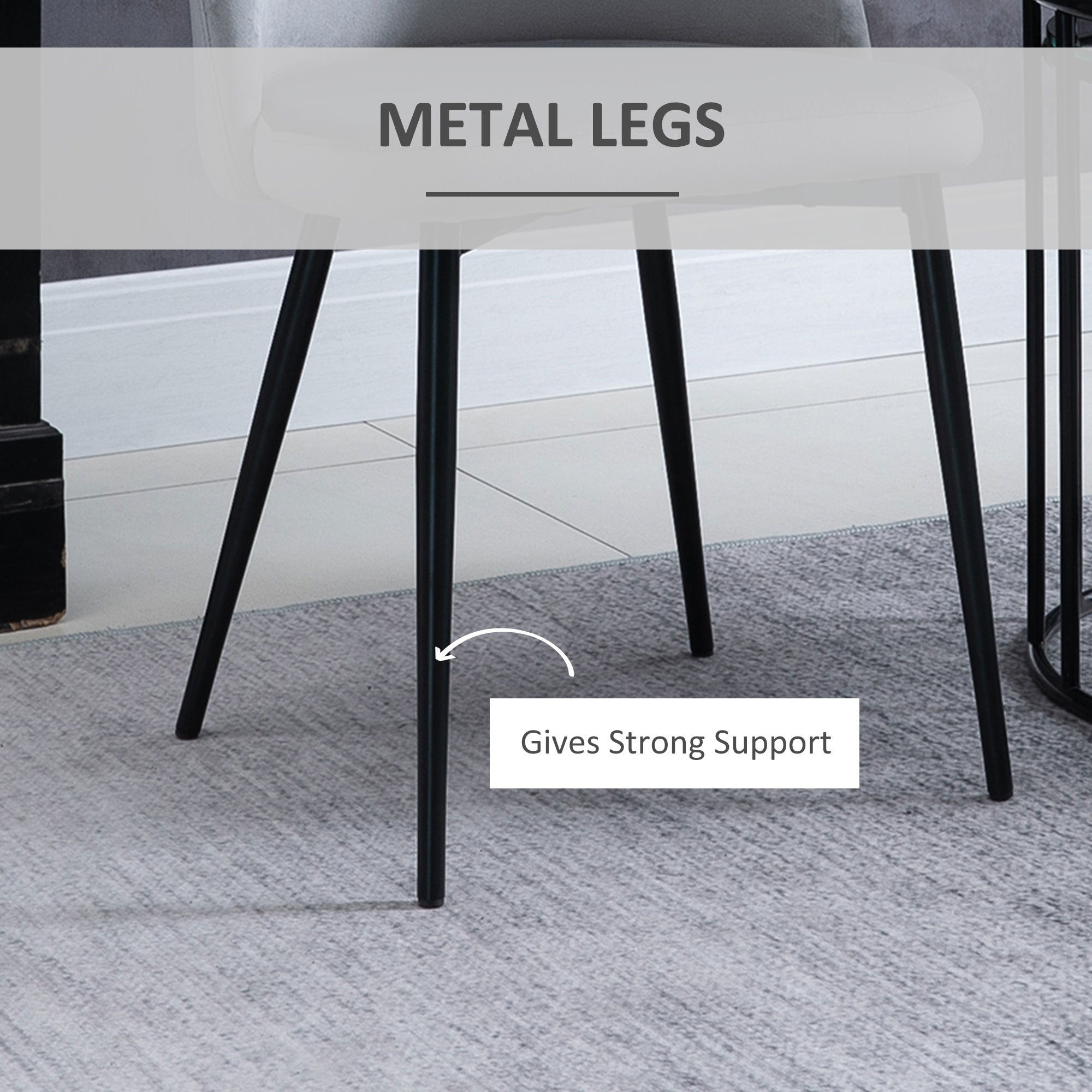 HOMCOM Velvet Dining Delight: Elegant Mid-Back Side Chairs Set of 2 for Dining Room or Living Room, Grey Finish 