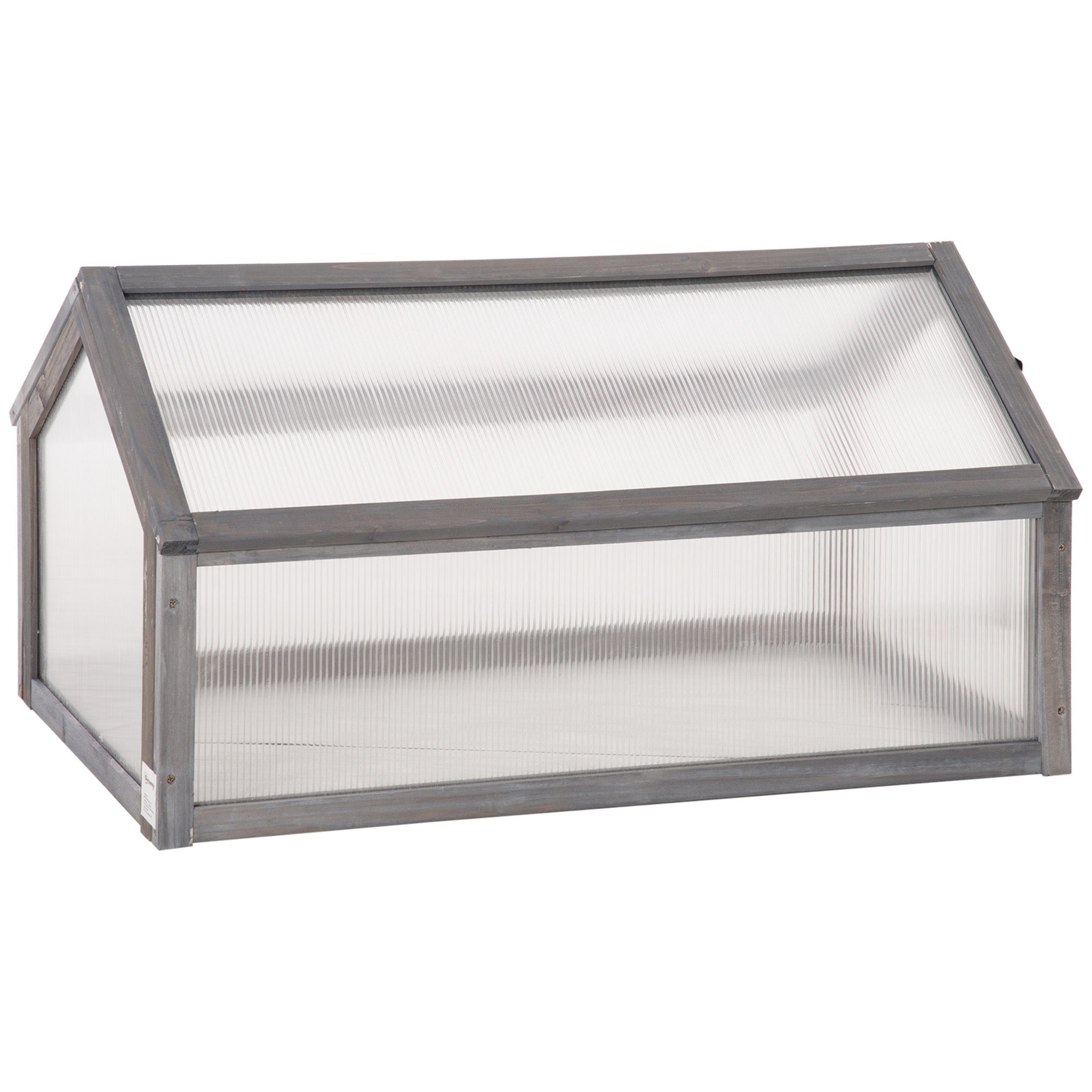Outsunny Wooden Cold Frame Greenhouse Garden Portable Raised Planter with Openable Top for Indoor, Outdoor, Flowers, Vegetables, Plants, 35.5" x 20.5" x 19.5", Grey 