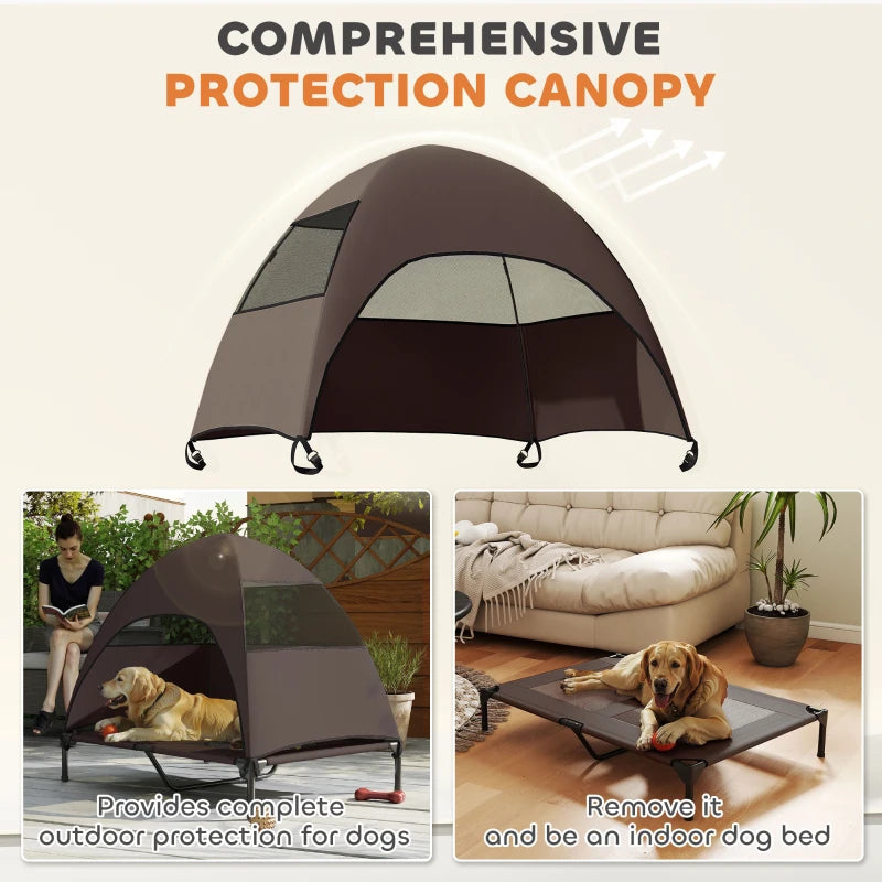 Elevated Dog Bed with Canopy Raised Dog Bed  Washable Mesh Steel Frame 41.7" x 29.9" x 39" Coffee