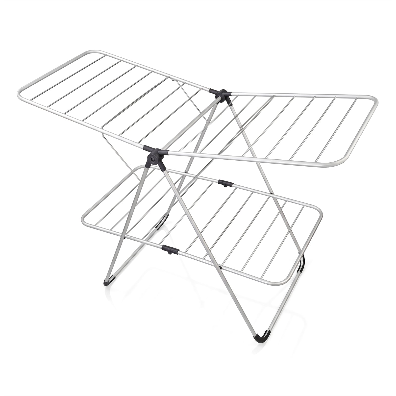 Foldable 2-Tier Clothes Drying Rack Heavy-Duty Aluminum Stainless Steel Laundry Airer