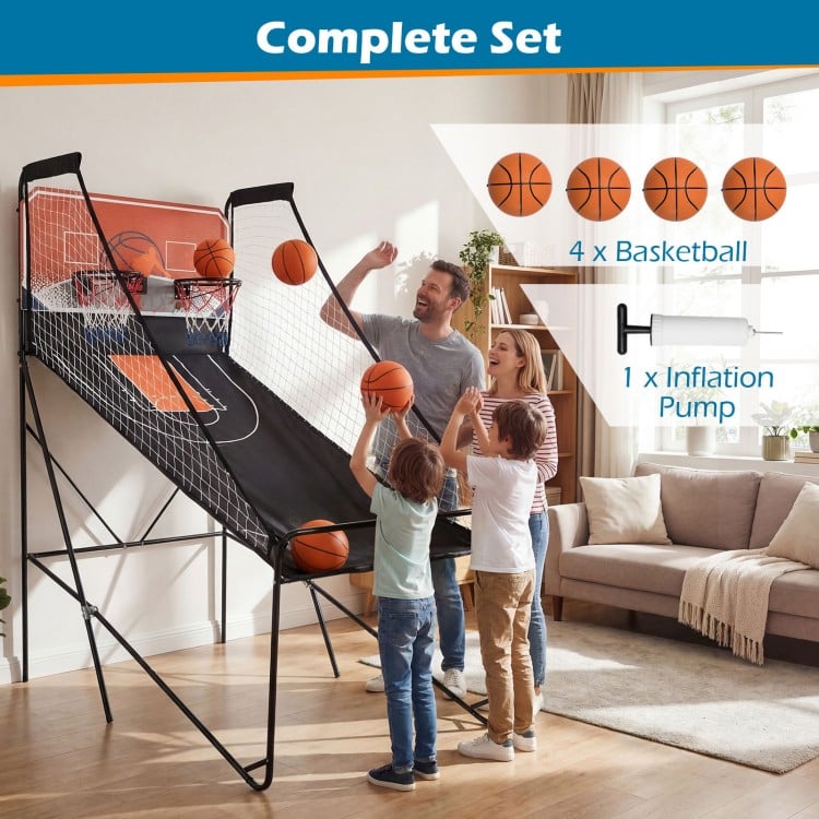 Foldable Basketball Arcade Game Kids Basketball Hoop Machine with 8 Exciting Playing Modes