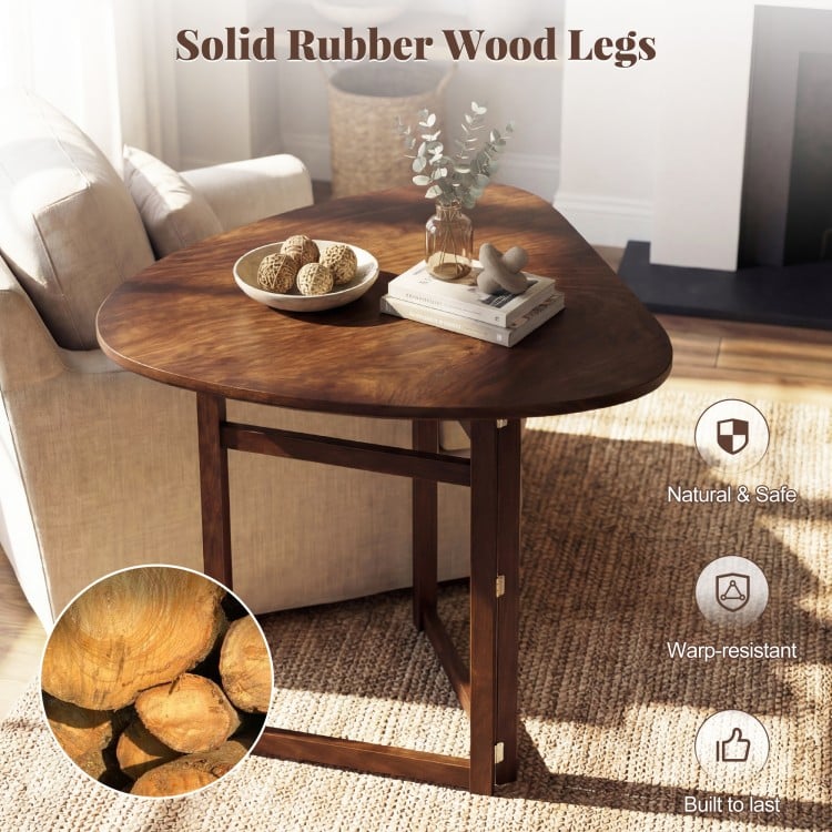 Foldable Dining Table 31.5" Triangular Small Kitchen Table for 2-Walnut