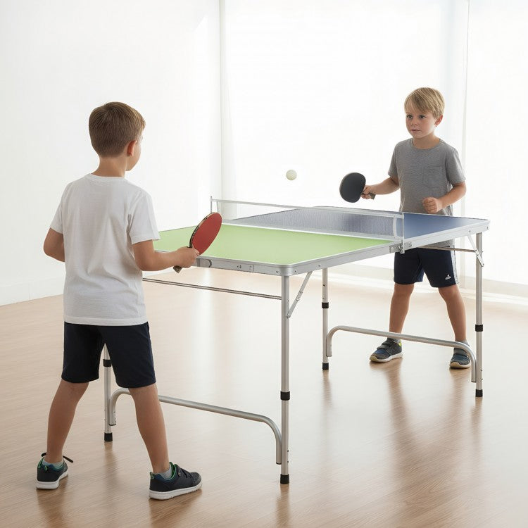 Foldable Mini Ping Pong Table with Adjustable Height (4 ft Portable Set)