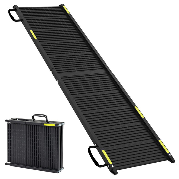 Folding Dog Ramp for Cars, SUVs & Trucks – 64.5" Non-Slip Pet Ramp with Safety Tether, 220 LBS Capacity