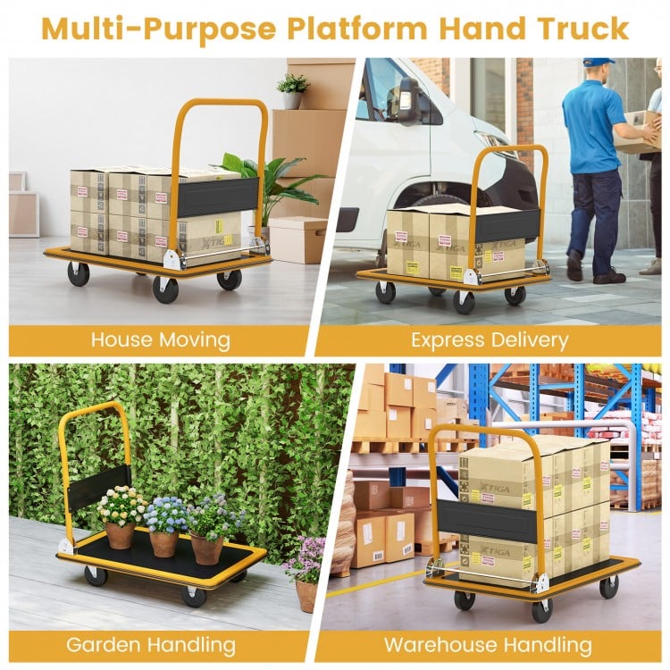 Folding Platform Cart Dolly Hand Truck-Black