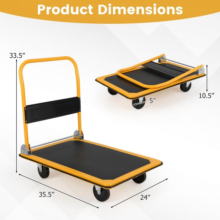 Folding Platform Cart Dolly Hand Truck-Black