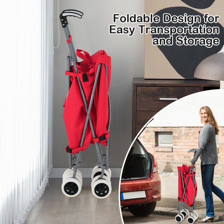 Folding Shopping Utility Cart with Water-Resistant Removable Canvas Bag