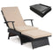 Folding Wicker Chaise Lounge with Slide-Out Ottoman & 11-Position Adjustable Backrest