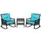 Outsunny 3 Pieces Outdoor PE Rattan Rocker Chair Set, Rocking Chair with Tempered Glass Table Top,25