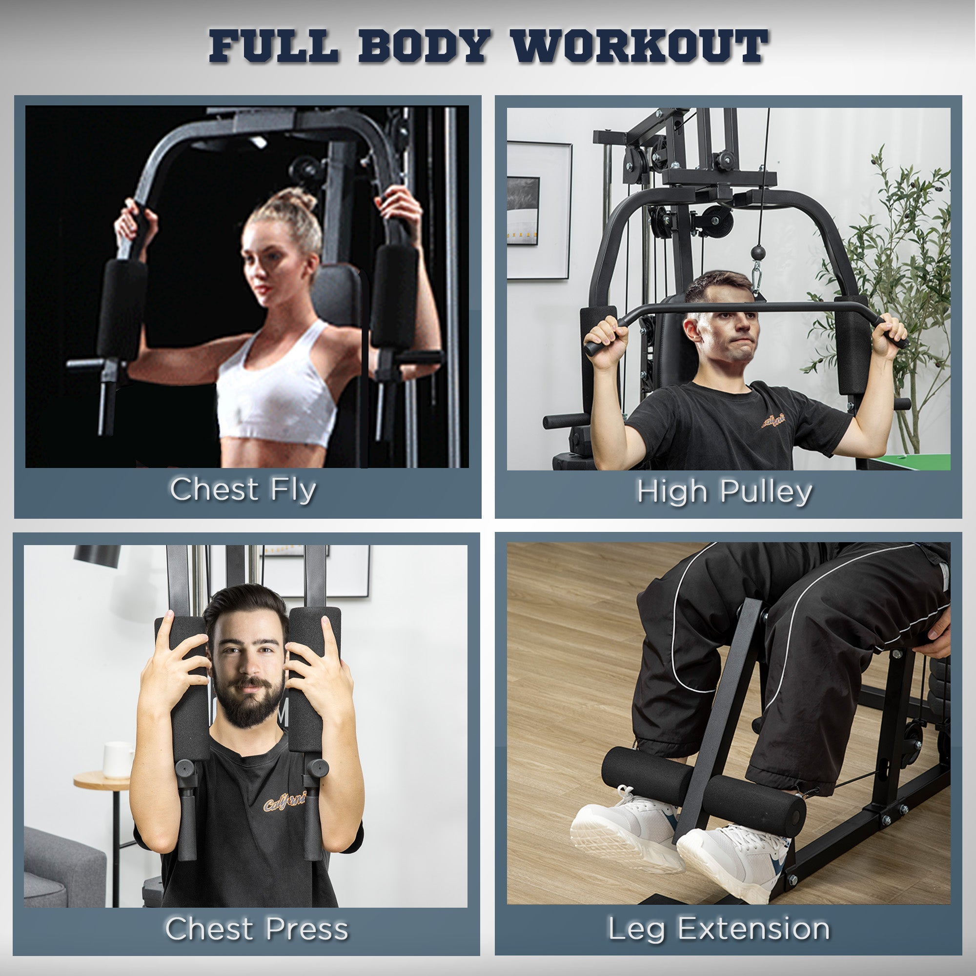 Soozier Multi-Exercise Home Gym Station with 99lbs Weight Stack, for for Back, Chest, Arms, Full Body Workout 