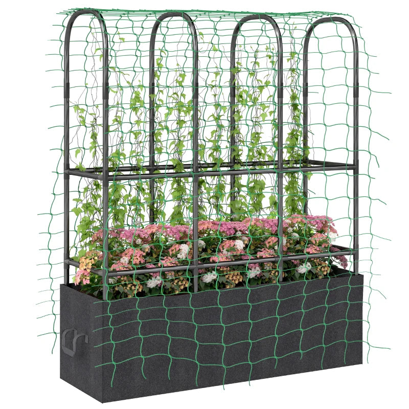 Raised Garden Bed with Trellis, Tomato Cage with 52.8 Gal Grow Bag, Garden Cucumber Trellis Plant Cage