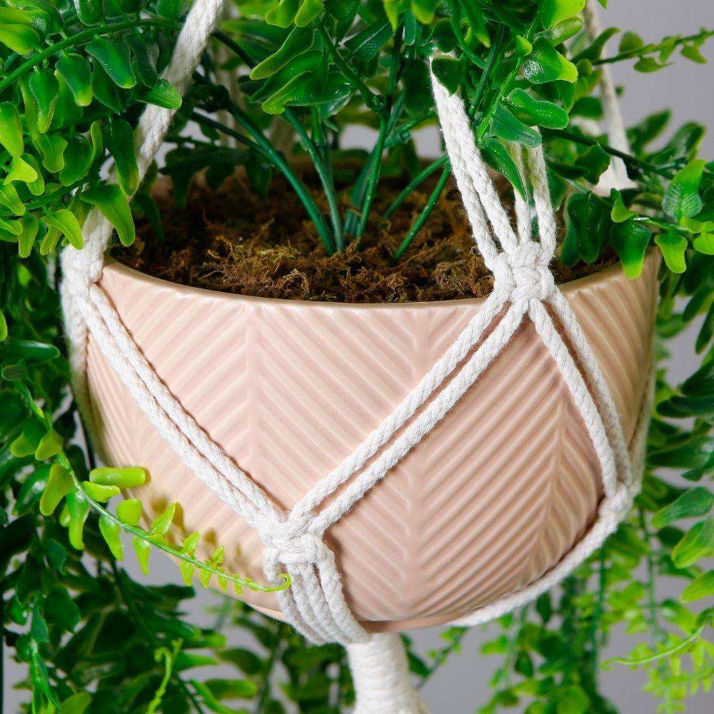 Franco Faux Potted Macrame Hanging Plant (3.8 Feet) 