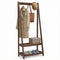Freestanding Clothes Rack with 3 Hooks and 2 Shelves-Walnut
