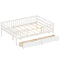 Full Size Daybed with Fence and 2 Drawers for Boys and Girls-White