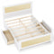 Full Size Rattan Bed Frame with Storage Drawers-White