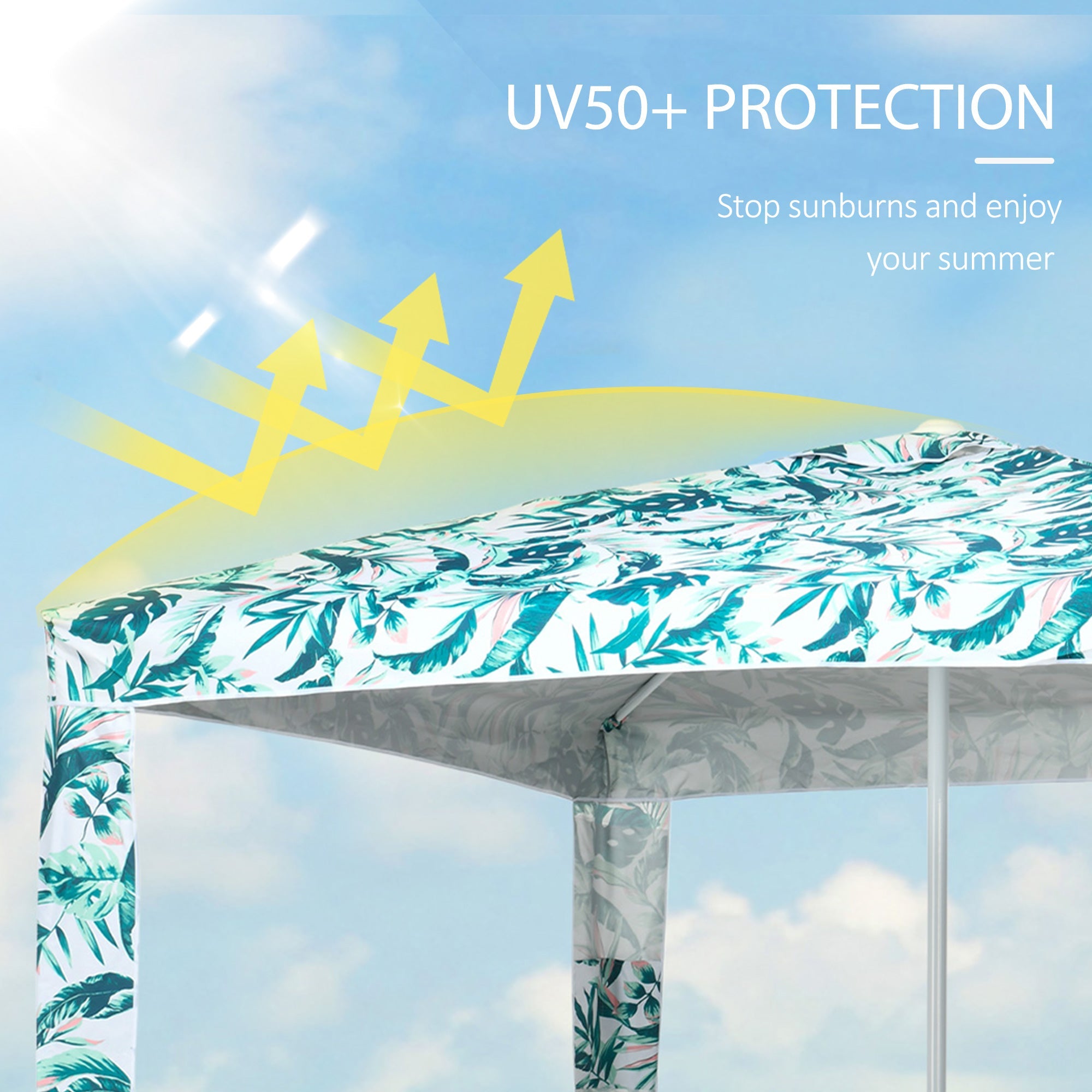 Outsunny Beach Umbrella, 6.5' Easy-Assembly Sun-Shade Shelter with Sandbags and Carry Bag, Cool UV50+, Green 