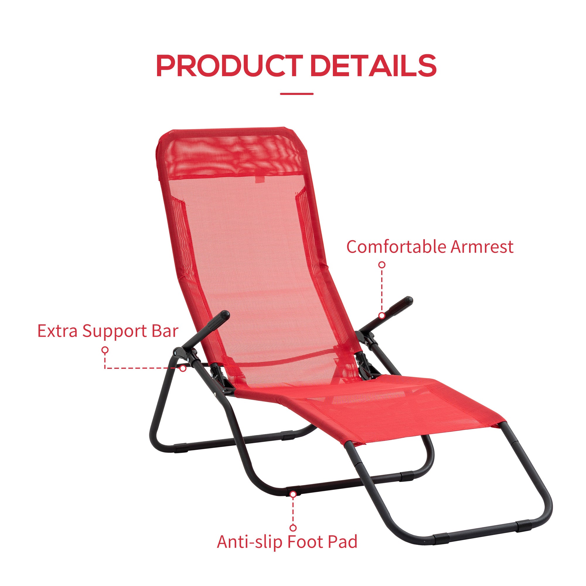 Outsunny Mesh Crimson Bliss: Zero Gravity Recliner Lounge Chair, Folding Rocking Outdoor Chaise for Beach, Poolside, Patio in Red 