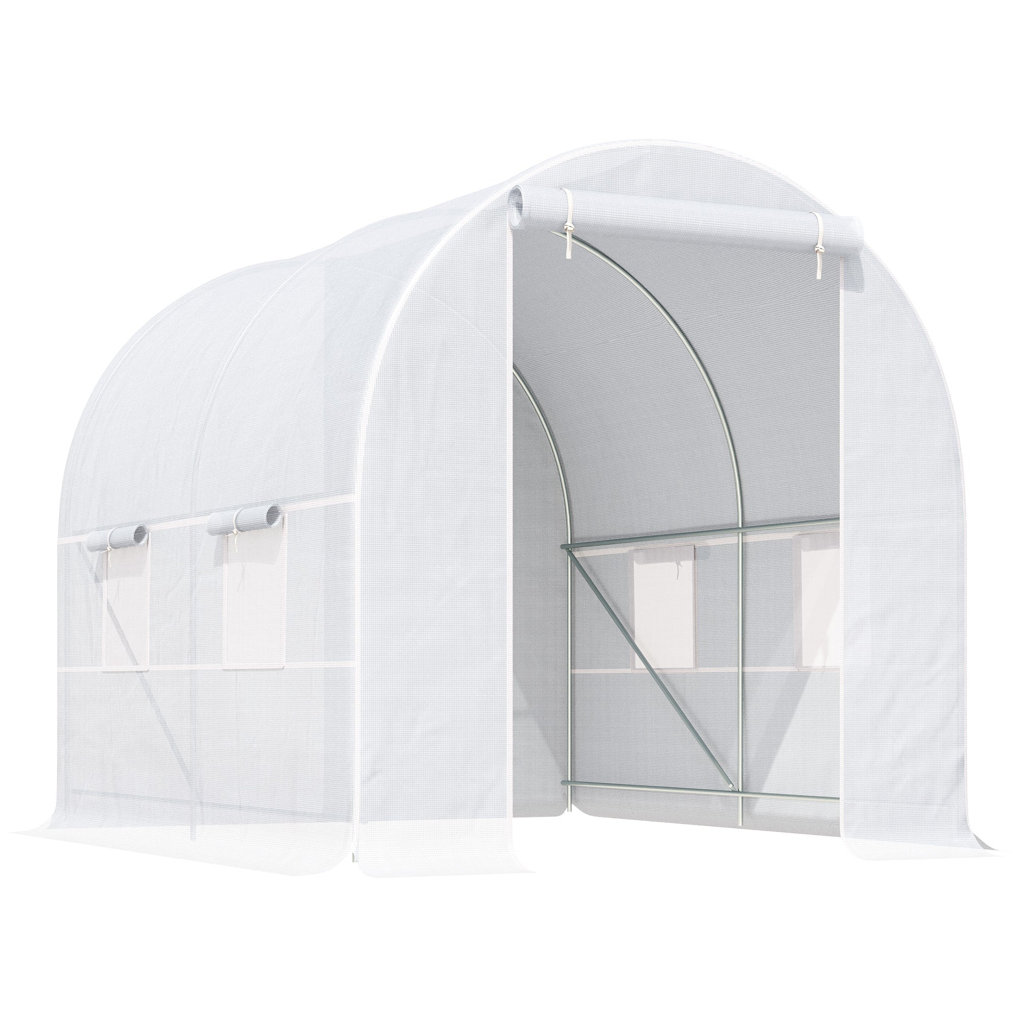 Outsunny Portable Walk-in Grow Tent: 8.2x6.6x6.6ft with Door and Ventilation Window for Garden Plant Growing, White 