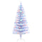 HOMCOM 5ft LED Optical Fiber Xmas Tree Pre-Lit, White Artificial Christmas Tree with Stand for Seasonal Decor