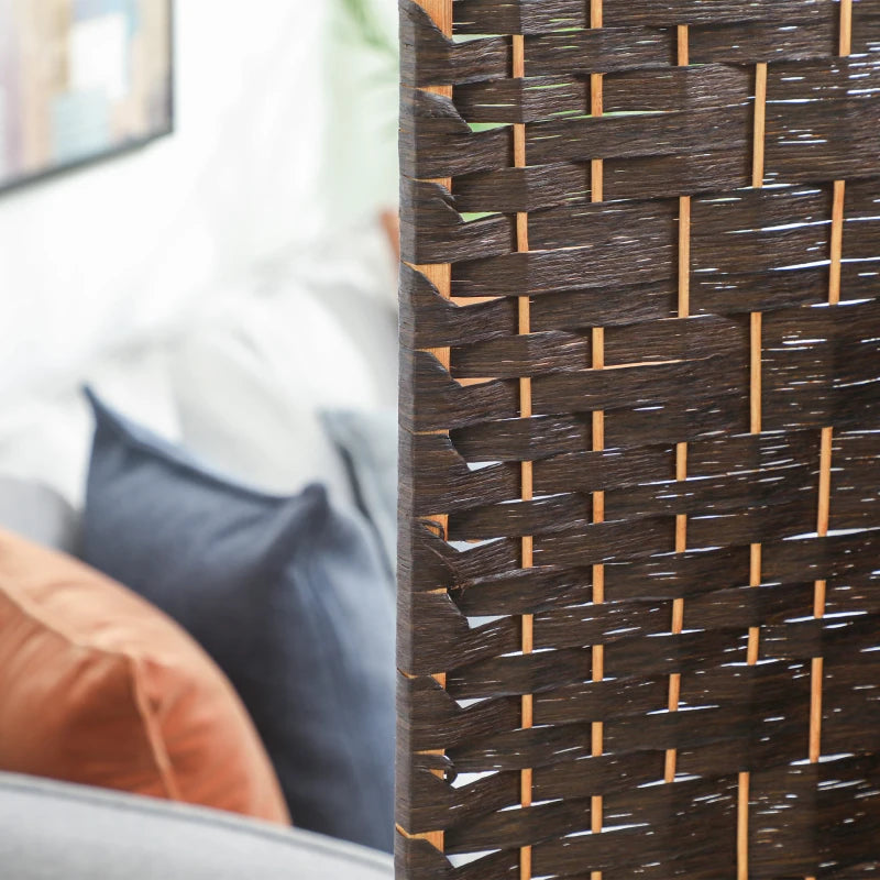 8 Panel Folding Room Divider, Portable Privacy Screen, Wave Fiber Room Partition for Home Office, Brown