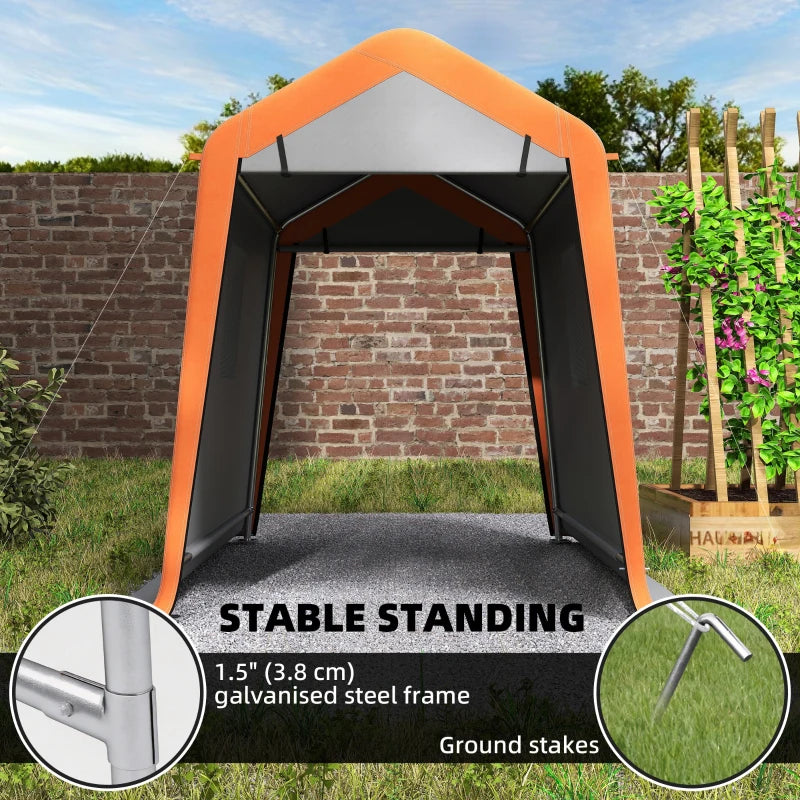 6' x 8' Portable Shed, Outdoor Storage Shed Tent with Doors, Windows, Waterproof Motorcycle Bike Tent, Light Grey
