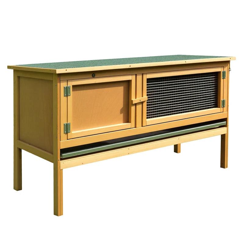 Wooden Rabbit Hutch, Indoor Outdoor Bunny Cage with Slide-Out Tray and Openable Roof, Small Animal Cage